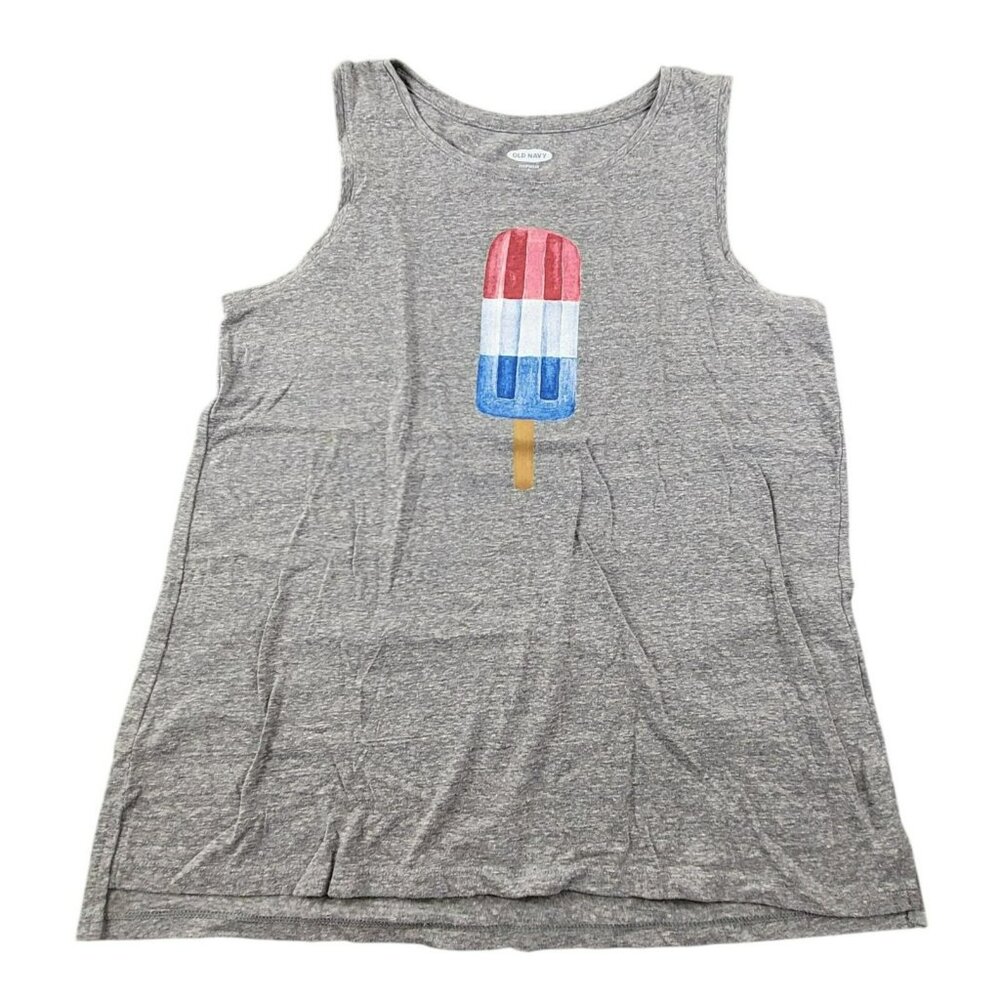 Old Navy Womens Gray Tank Top With Patriotic Popsicle Print JH1818